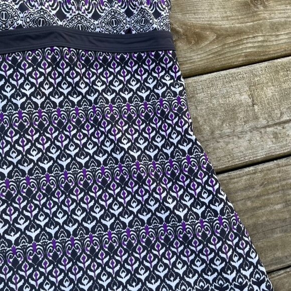 ** Athleta Shorebreak Activewear Swim Dress Racer Back Purple Bombay Print Sz XS - Picture 6 of 10